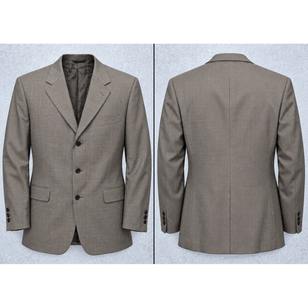 Vintage Brooks Brothers Blazer Mens 48R Beige 100% Wool Sports Coat Made In USA